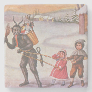 Krampus Stealing Toys & Children Stone Coaster