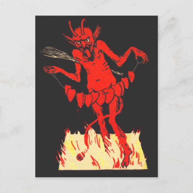 Krampus Switch Hearts On A String Postcard (Front)