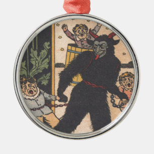 Krampus Taking Away Bad Children Metal Tree Decoration