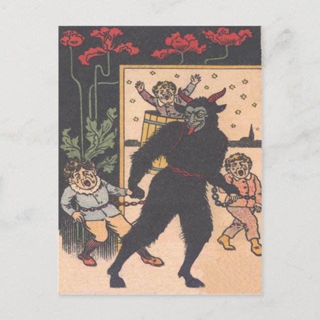 Krampus Taking Away Bad Children Postcard (Front)