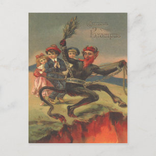 Krampus Taking Bad Children To Hell Postcard
