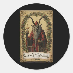 Krampus Tarot Card Design Christmas Season Evil Pa Classic Round Sticker