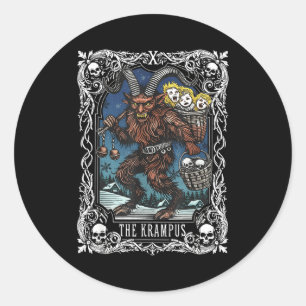 Krampus Tarot Card Design Christmas Season Evil Pa Classic Round Sticker