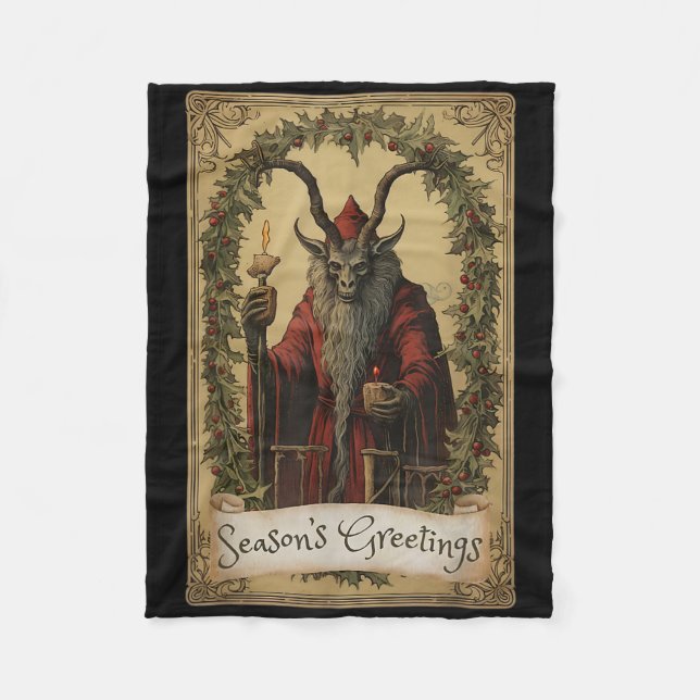 Krampus Tarot Card Design Christmas Season Evil Pa Fleece Blanket (Front)