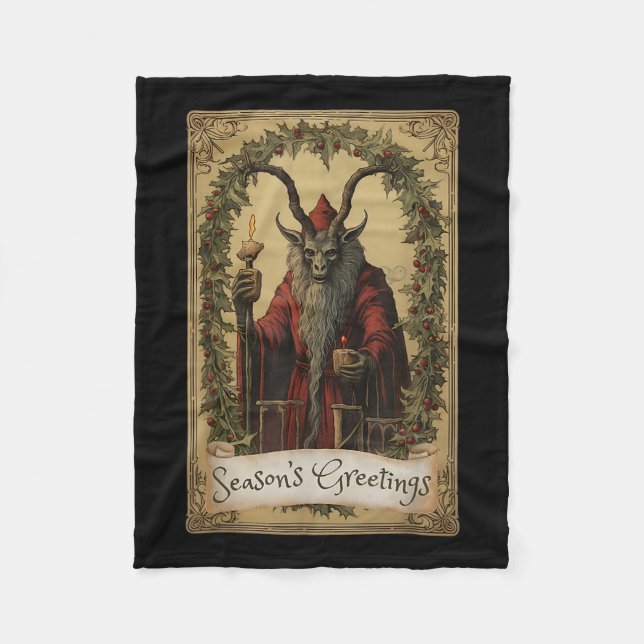 Krampus Tarot Card Design Christmas Season Evil Pa Fleece Blanket (Front)
