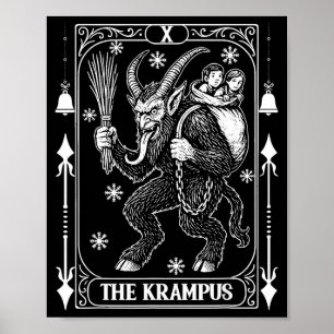 Krampus Tarot Card Design Christmas Season Evil Pa Poster
