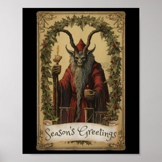 Krampus Tarot Card Design Christmas Season Evil Pa Poster