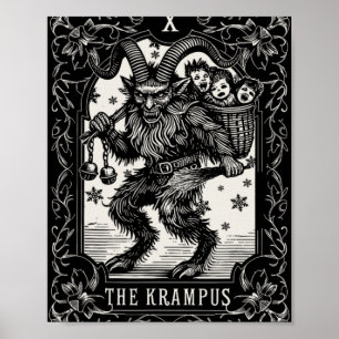 Krampus Tarot Card Design Christmas Season Evil Pa Poster