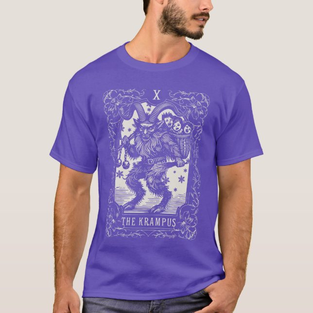 Krampus Tarot Card Design Christmas Season Evil Pa T-Shirt (Front)