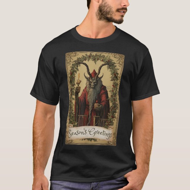 Krampus Tarot Card Design Christmas Season Evil Pa T-Shirt (Front)