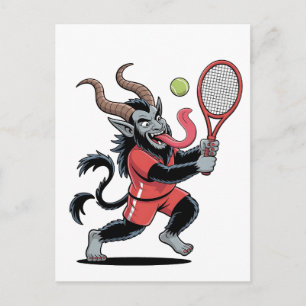 Krampus Tennis Christmas Court Demon Tennis Invitation Postcard