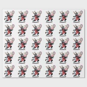 Krampus Tennis Christmas Court Demon Tennis Wrapping Paper