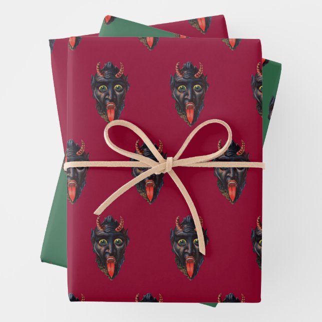 Krampus Themed  Wrapping Paper Sheet (In situ)