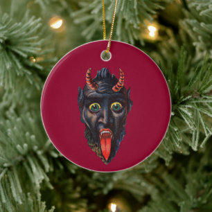 Krampus Vintage Illustration Horror  Ceramic Tree Decoration