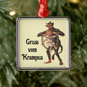 Krampus Vintage Illustration Krampusnacht Metal Tree Decoration