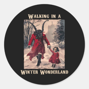 Krampus Winter Wonderland Gothic Christmas Design Classic Round Sticker