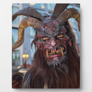 Krampus with red horns plaque