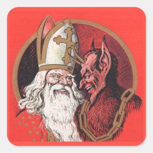 Krampus with Saint Nicholas Christmas Stickers