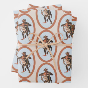 Krampus Wrapping Paper Flat Sheet Set of 3