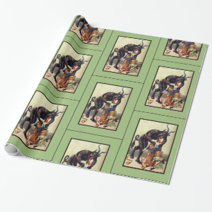 Krampus wrapping paper green