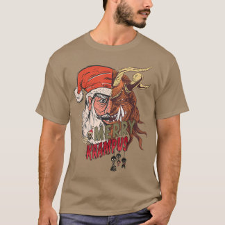Krampusnacht Merry Krampus and Santa Horror Christ T-Shirt