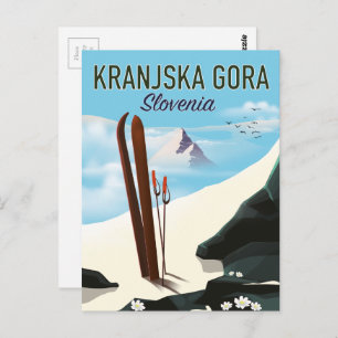 Kranjska Gora Slovenia ski poster Postcard