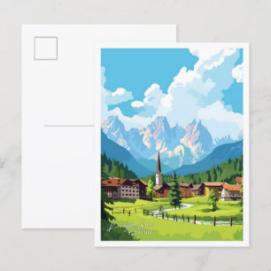 Kranjska Gora Slovenia travel Vintage illustration Postcard