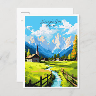Kranjska Gora Slovenia vintage travel illustration Postcard