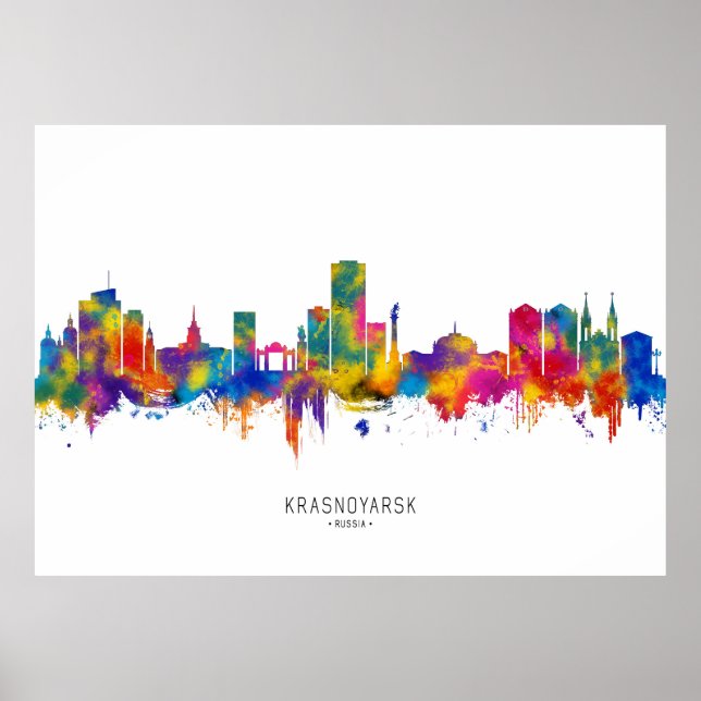 Krasnoyarsk Russia Skyline Poster (Front)