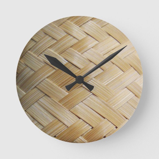 Kratip Thai Lao Isan Bamboo Rice Basket Round Clock (Front)