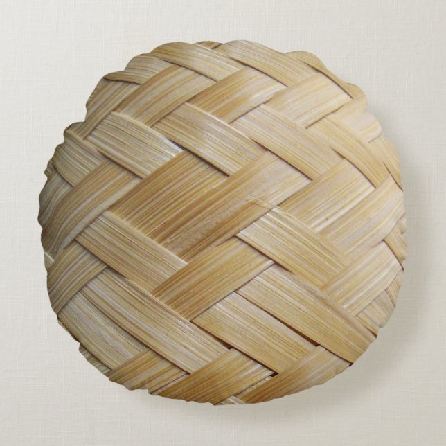 Kratip Thai Lao Isan Bamboo Rice Basket Round Cushion (Front)