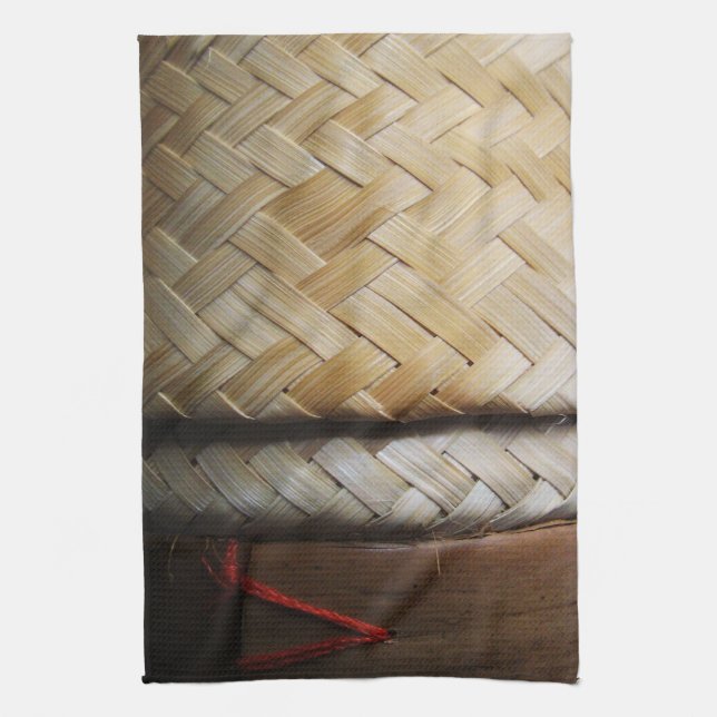 Kratip Thai Lao Isan Bamboo Rice Basket Tea Towel (Vertical)