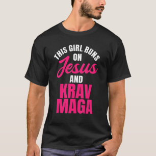 Krav Maga Girl Run On Jesus Mma Self Defence Conta T-Shirt