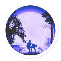 Krav Maga Groin Kick Full Moon Sticker Purple