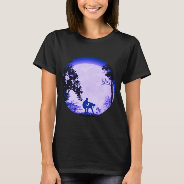 Krav Maga Groin Kick with Full Moon Purple T-Shirt (Front)