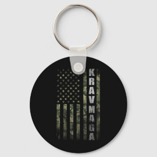 Krav Mega Usa American Flag Camo Fan Vintage Key Ring