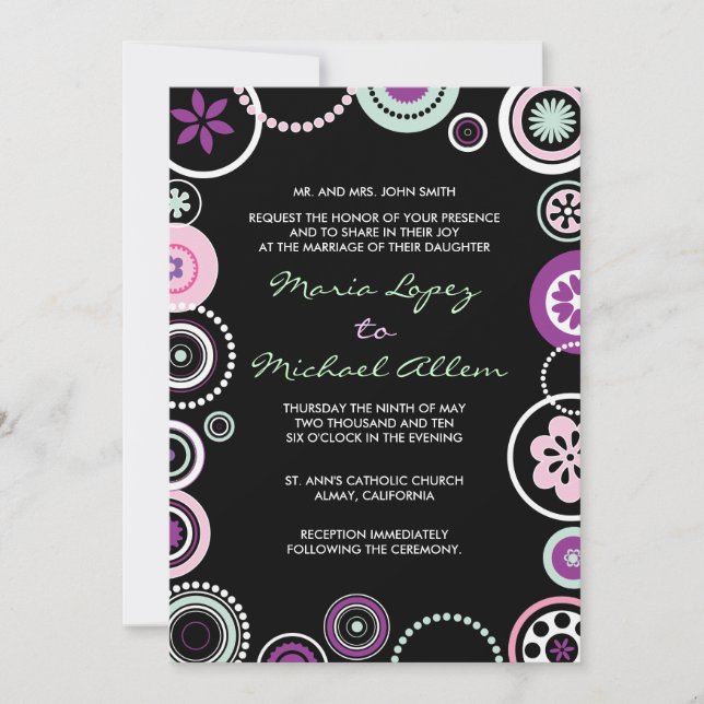 KRAZY POLKA DOTS Abstract Wedding Invitation (Front)