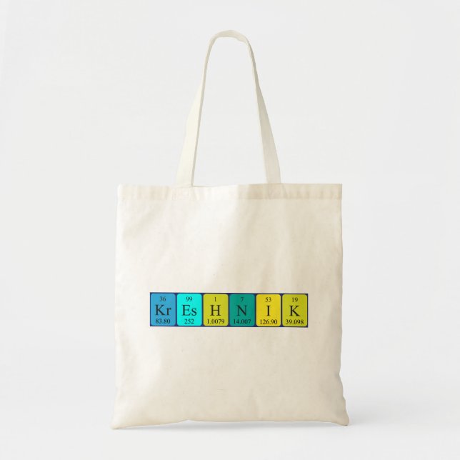 Kreshnik periodic table name tote bag (Front)