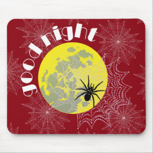Kreuzspinne im Netz bei Vollmond Mouse Mat
