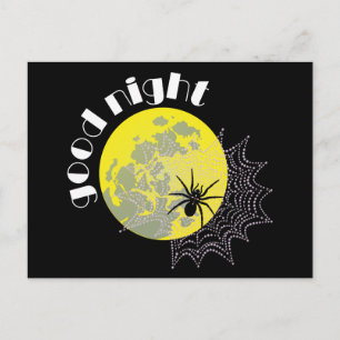 Kreuzspinne im Netz bei Vollmond Postcard