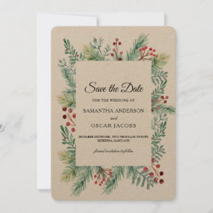 Krfat Winter Leaf Frame Greenery Save The Date
