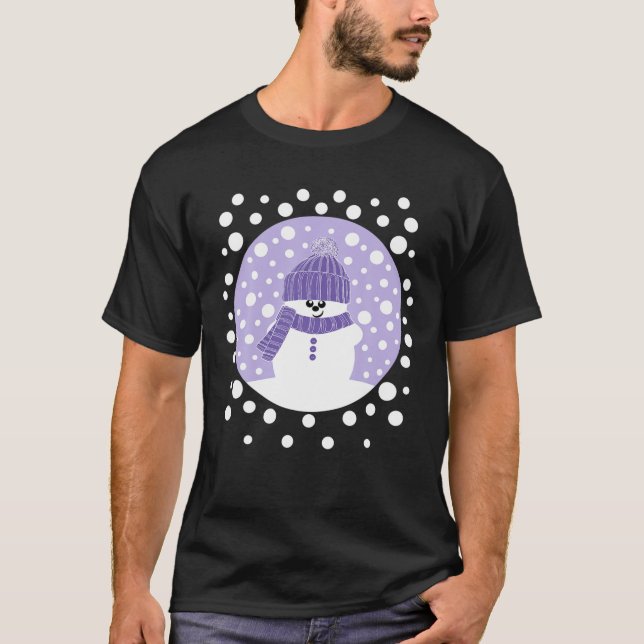 Krimbles Fun Snowy Snowman With Lilac Woolly Hat A T-Shirt (Front)