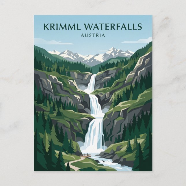 Krimml Waterfalls Austria Postcard (Front)