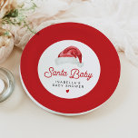 KRIS Cute and Modern Santa Baby Shower Dinner Paper Plate<br><div class="desc">This "Santa Baby" baby shower paper plate features a watercolor Santa hat and a cute modern retry inspired font. This baby shower dinner party plate is perfect for your Christmas,  winter,  or holiday themed event. Pair with anything in the KRIS Collection for a cohesive look.</div>