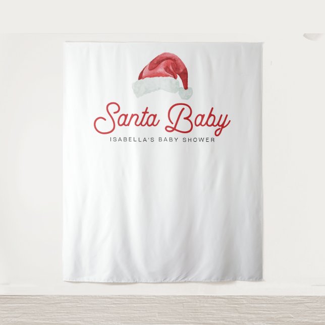 KRIS Cute and Modern Santa Baby Shower Photo Tapestry (Front)
