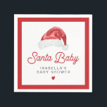 KRIS Cute and Modern Santa Baby Shower Table Napkin<br><div class="desc">This "Santa Baby" baby shower paper napkin features a watercolor Santa hat and a cute modern retry inspired font. This baby shower table napkin is perfect for your Christmas,  winter,  or holiday themed event. Pair with anything in the KRIS Collection for a cohesive look.</div>