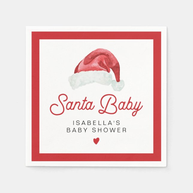 KRIS Cute and Modern Santa Baby Shower Table Napkin (Front)