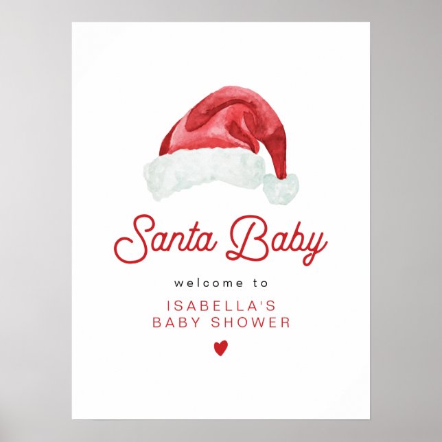 KRIS Cute and Modern Santa Baby Shower Welcome Poster (Front)