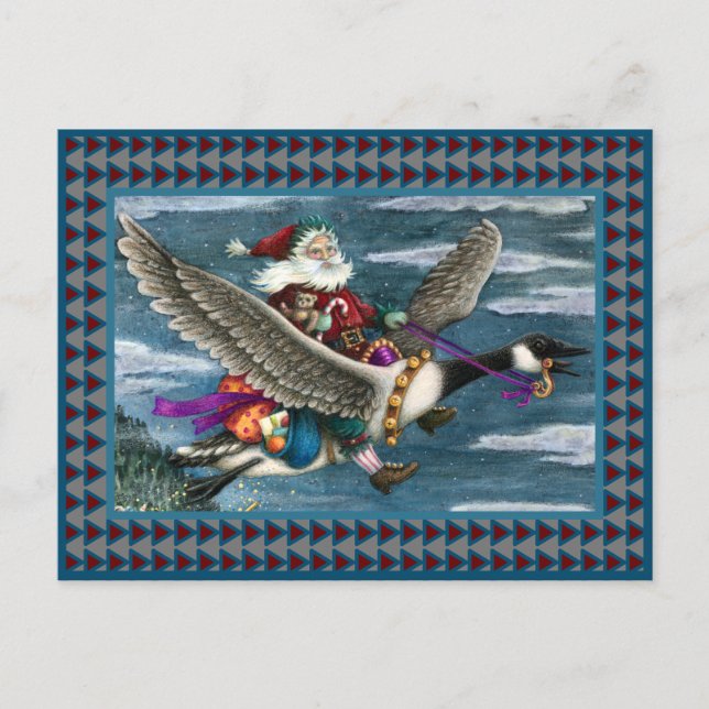 KRIS KRINGLE AND TOYS ON CANADIAN GOOSE CHRISTMAS POSTCARD (Front)