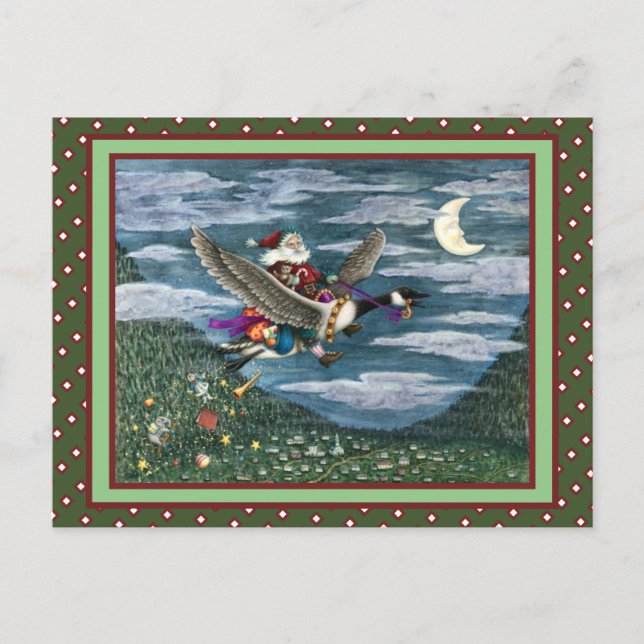 KRIS KRINGLE AND TOYS ON CANADIAN GOOSE CHRISTMAS POSTCARD (Front)